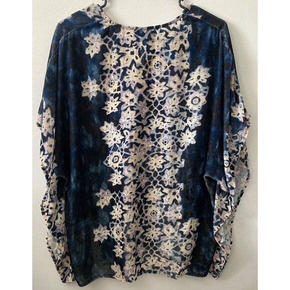 NWT Karen Kane Blue Velvet Floral Burnout Poncho Top M - Picture 5 of 8